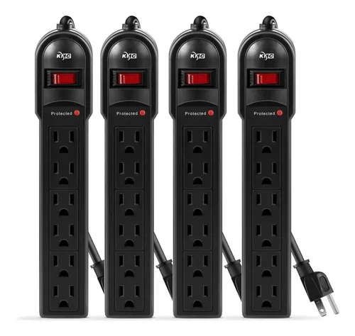 kit de 4 regletas de protección sobretensiones de 6 tomas