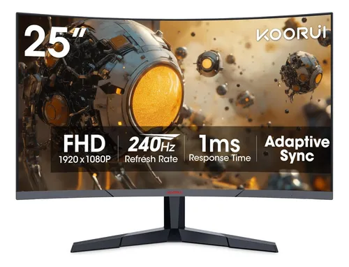 Monitor Curvo De 25 Pulgadas, Fhd 1080p De 240hz Koorui