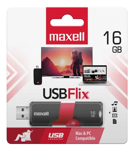 Maxell Memoria Usb Flix 16 Gb Ngr/rojo Color Negro