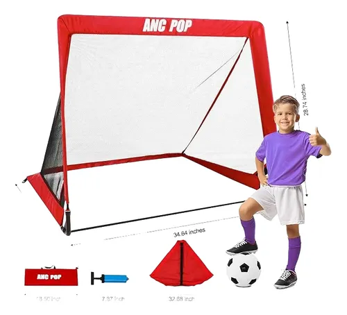 Portería De Fútbol Portátil Desplegable Para Niños Rojo