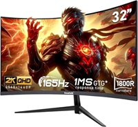 Monitor Curvo Para Juegos 2k Qhd De 165hz De 32 Pulgadas Negro - Gawfolk
