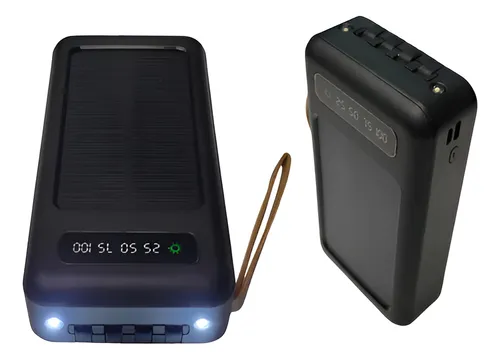 Power Bank Batería Portátil 20000mah Con Panelsolar negro