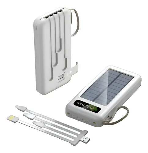 Power Bank 4 En 1 Carga Solar 50000 Mah Batería Portátil Blanco