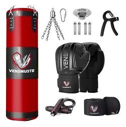 Juego de saco de boxeo pesado Oxford de 4 pies Vensmuste Rojo 
