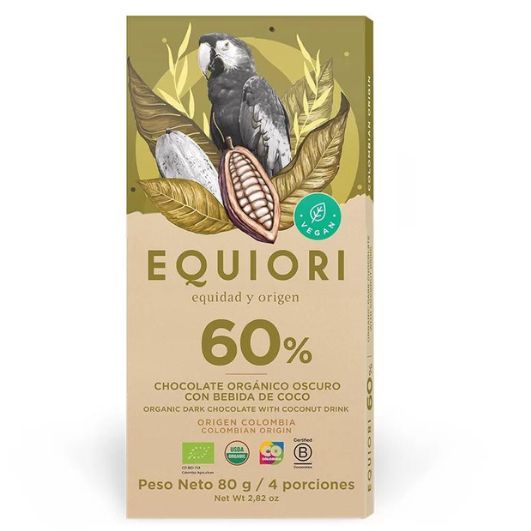 CHOCOLATINA EQUIORI 60% CHOCOLATE CON BEBIDA DE COCO