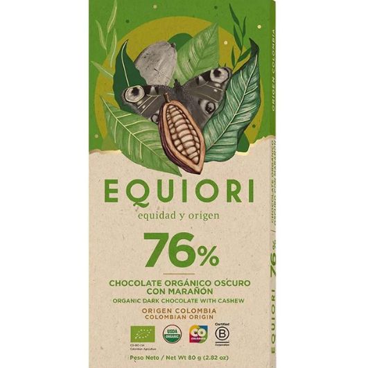 CHOCOLATINA EQUORI 76% CON MARAÑON X 80G