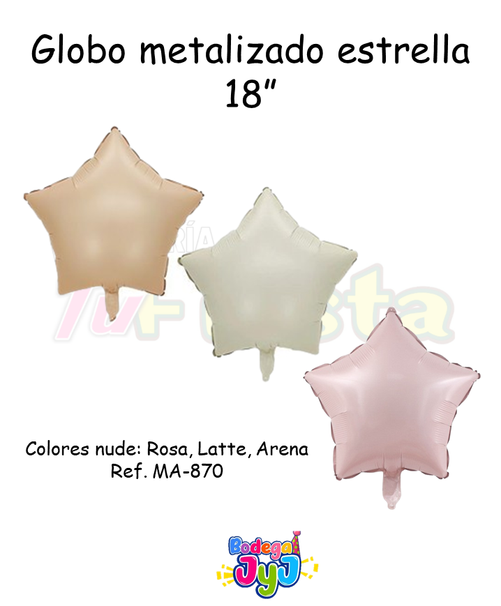 GLOBO METALIZADO ESTRELA 18" COLORES NUDE MA-870