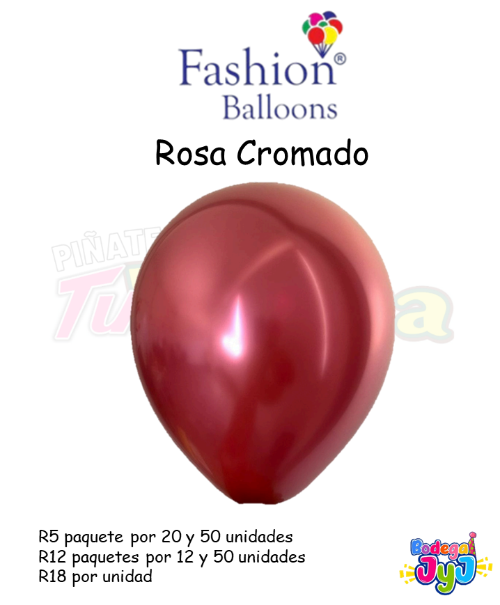 GLOBO ROSA CROMADO FASHION BALLONS