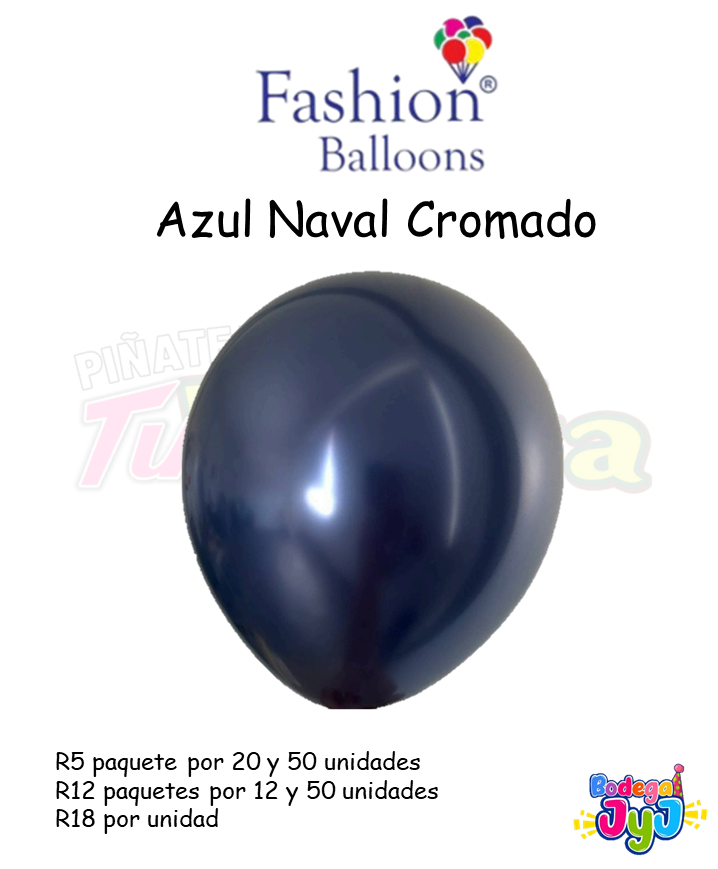 GLOBO AZUL NAVAL CROMADO FASHION BALLONS