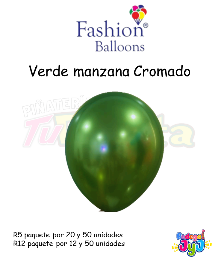 GLOBO VERDE MANZANA CROMADO FASHION BALLONS