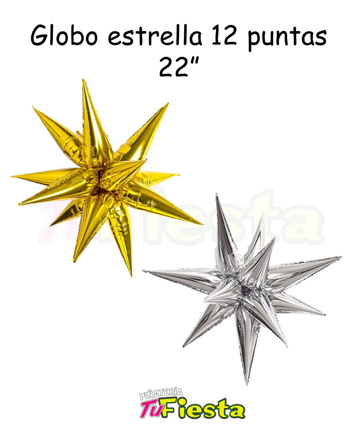 GLOBO METALIZADO ESTRELLA 12 PUNTAS 22" JD