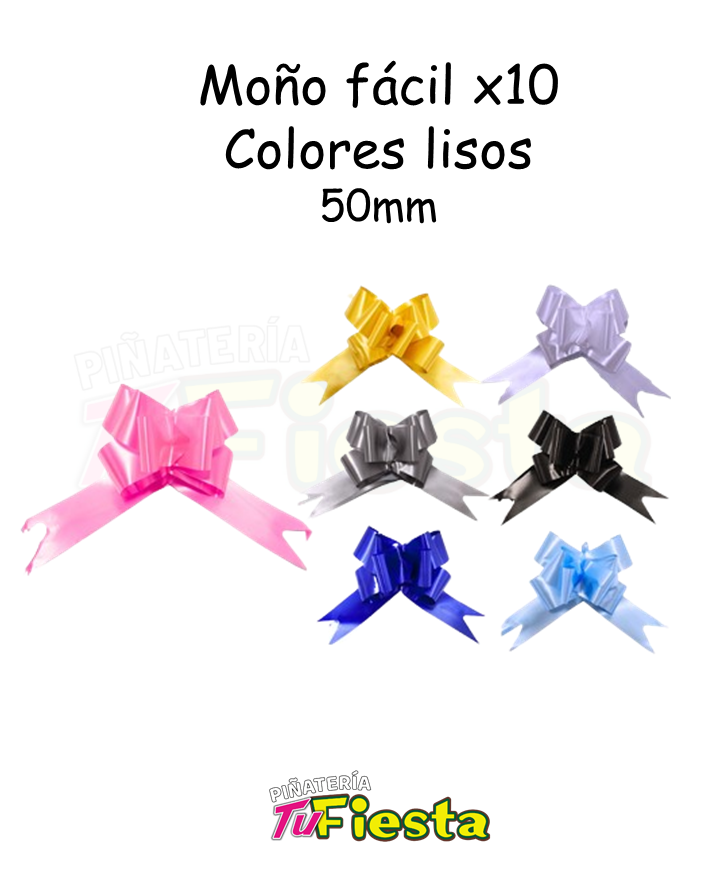 MOÑO FACIL X10 50MM COLORES LISOS