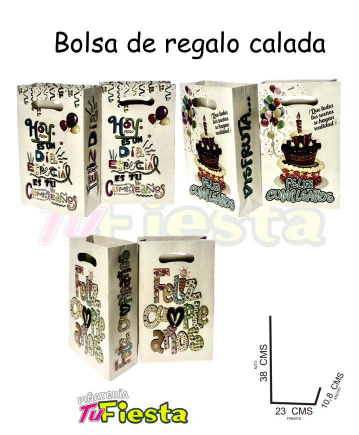 BOLSA DE REGALO FELIZ CUMPLEAÑOS CALADA (MOVILES)