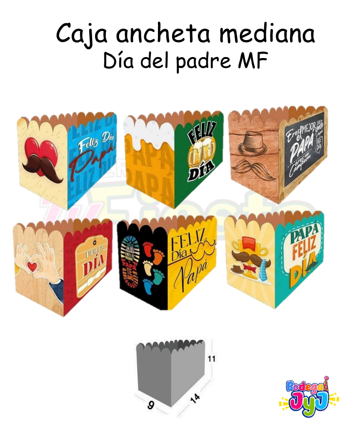 CAJA ANCHETA MEDIANA DÍA DEL PADRE MUNDO FIESTA