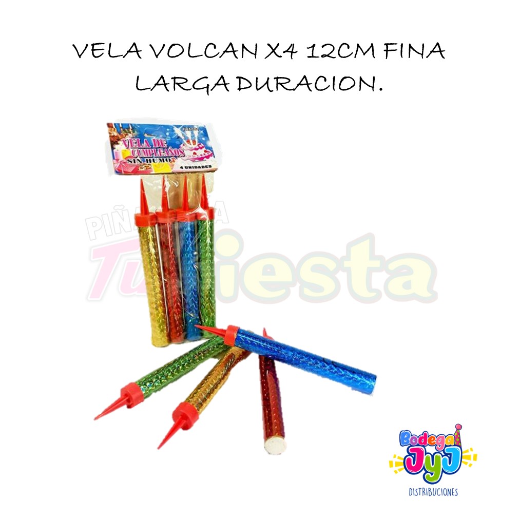 VELA VOLCAN X4 12CM FINA LARGA DURACION VAQUERO