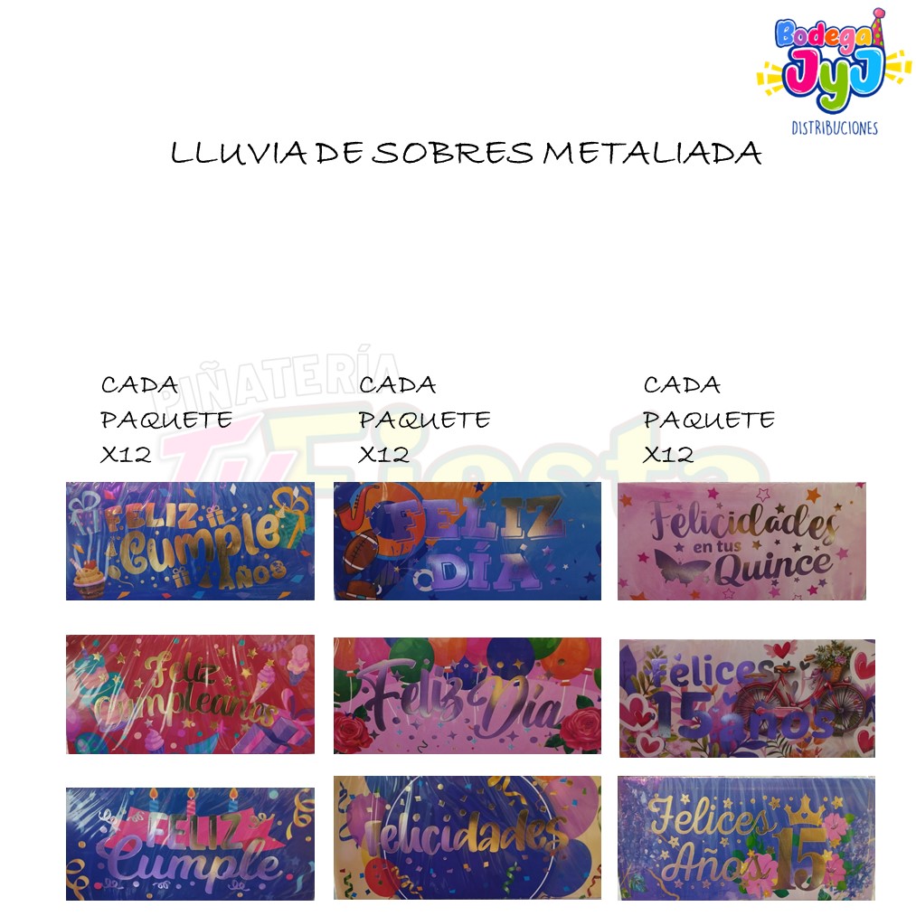 LLUVIA DE SOBRES METALIZADA X12 BODEGA