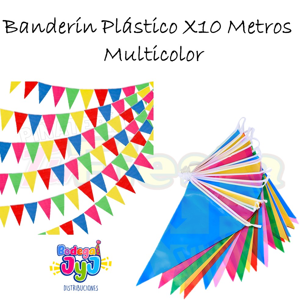 BANDERIN PLASTICO 10 METROS MULTICOLOR