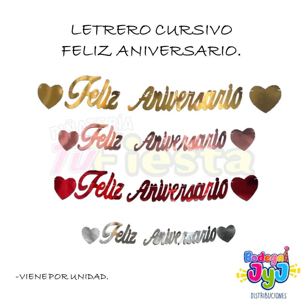 LETRERO CURSIVO FELIZ ANIVERSARIO - EDUAR