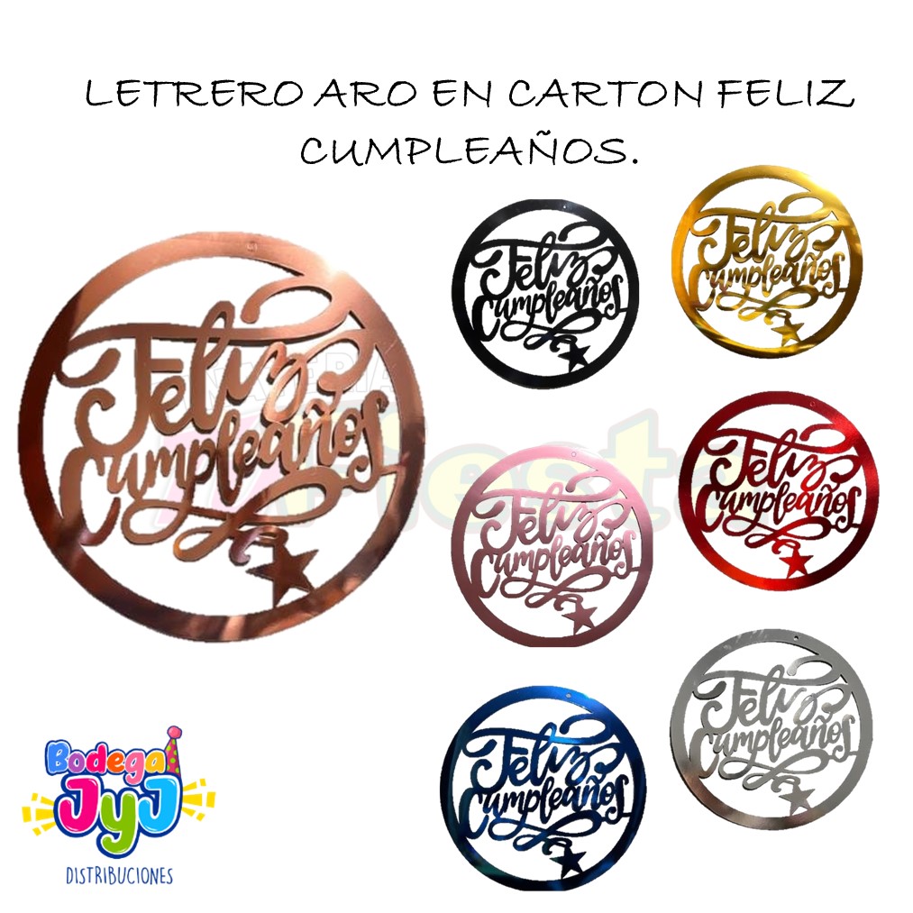 LETRERO ARO CARTON FELIZ CUMPLEAÑOS - EDUAR
