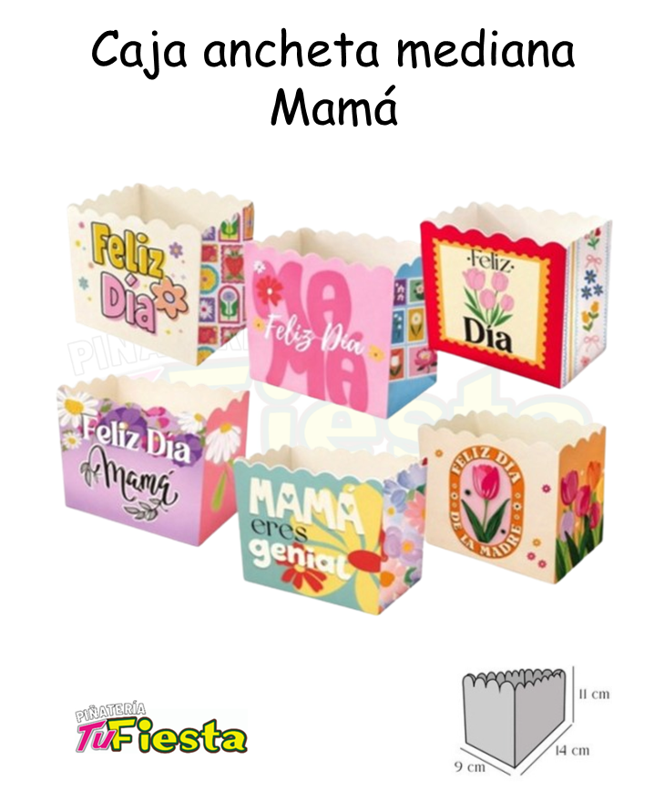 CAJA ANCHETA MEDIANA DIA DE LA MADRE MUNDO FIESTA
