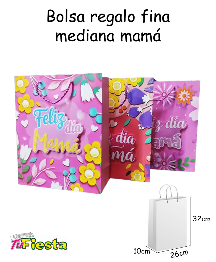 BOLSA REGALO FINA MEDIANA FELIZ DÍA MAMÁ