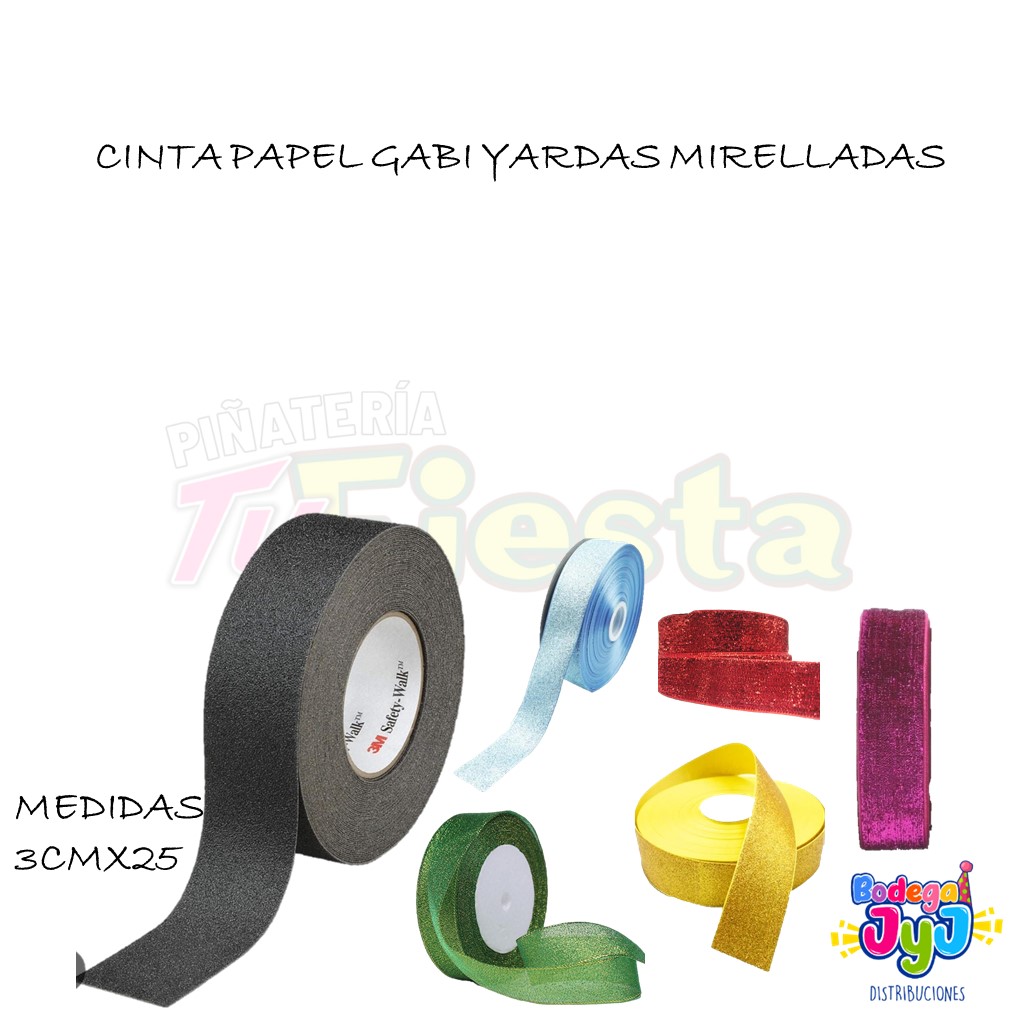 CINTA PAPEL GABI 3CM X25 YARDAS MIRELLADA