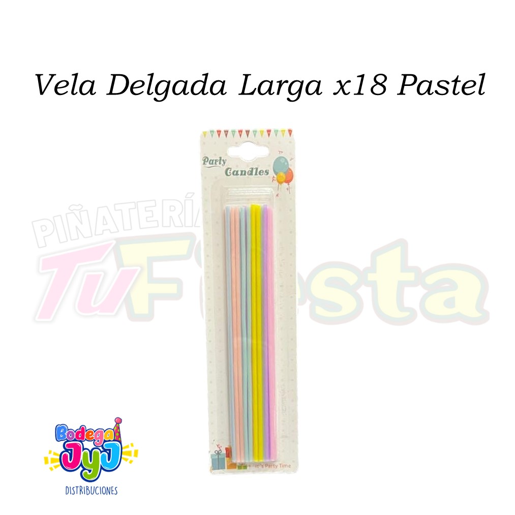 VELA DELGADA LARGA X18 PASTEL