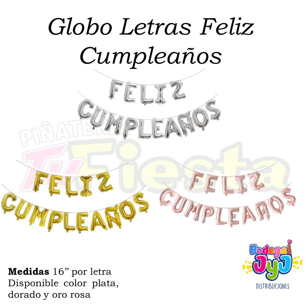 GLOBO LETRAS FELIZ CUMPLEAÑOS