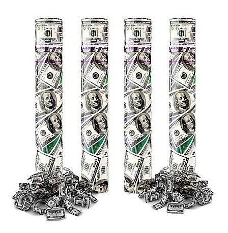 LANZA CONFETI 30CM BILLETES DÓLAR - EURO