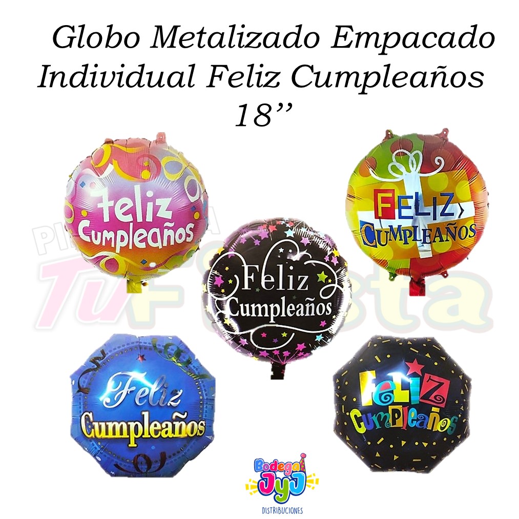 GLOBO METALIZADO EMPACADO INDIVIDUAL FELIZ CUMPLEAÑOS 18
