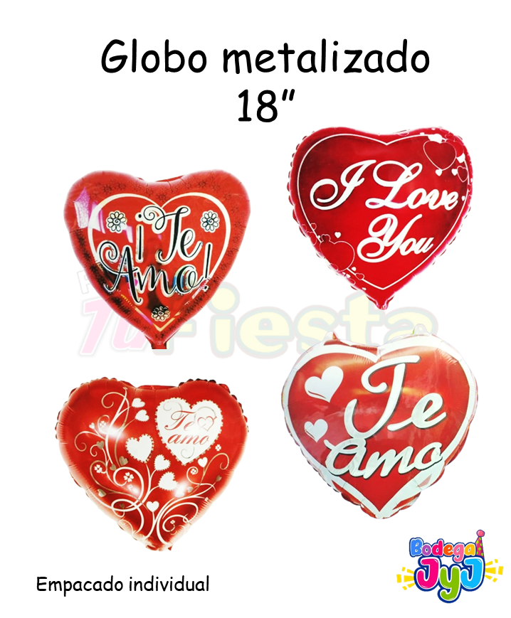 GLOBO METALIZADO EMPACADO INDIVIDUAL AMOR 18