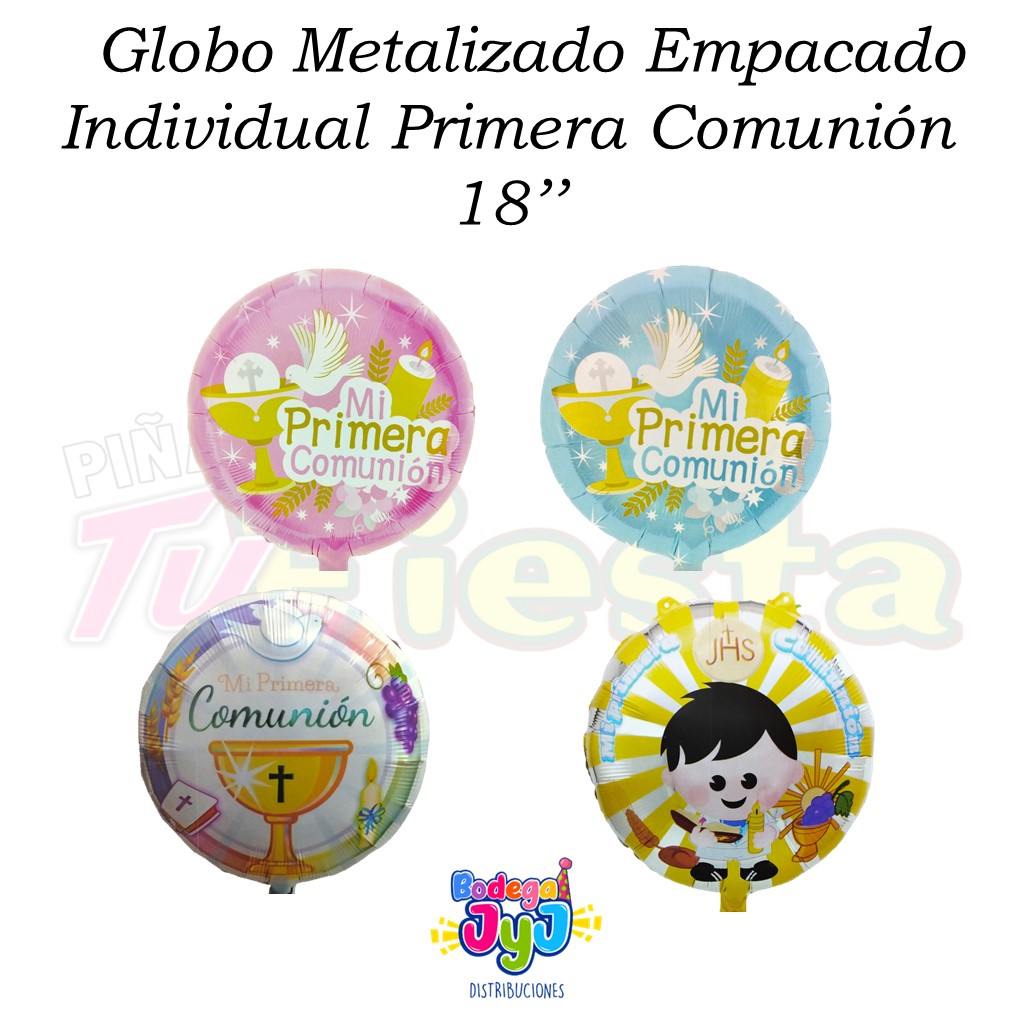 GLOBO METALIZADO EMPACADO INDIVIDUAL PRIMERA COMUNIÓN 18