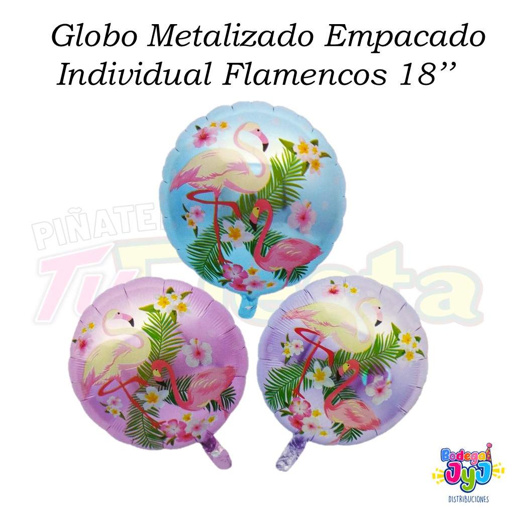GLOBO METALIZADO EMPACADO INDIVIDUAL FLAMENCOS 18