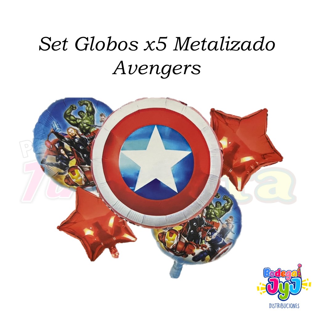 SET GLOBOS X5 METALIZADO AVENGERS