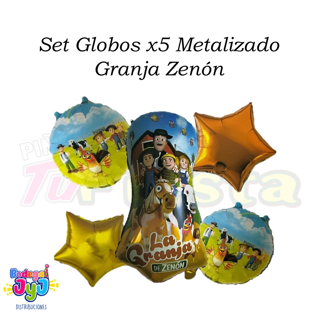 SET GLOBOS X5 METALIZADO GRANJA ZENÓN