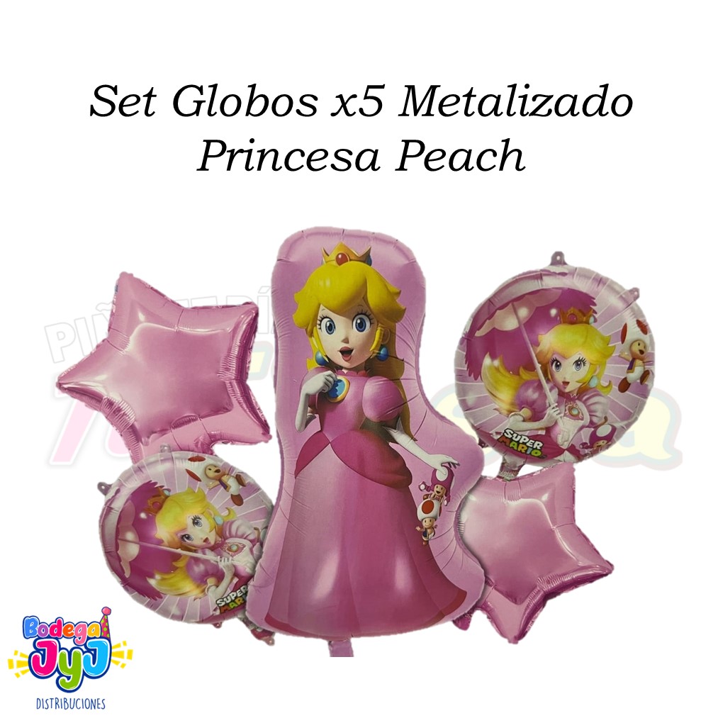 SET GLOBOS X5 METALIZADO PRINCESA PEACH
