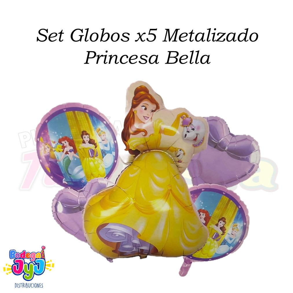 SET GLOBOS X5 METALIZADO PRINCESA BELLA