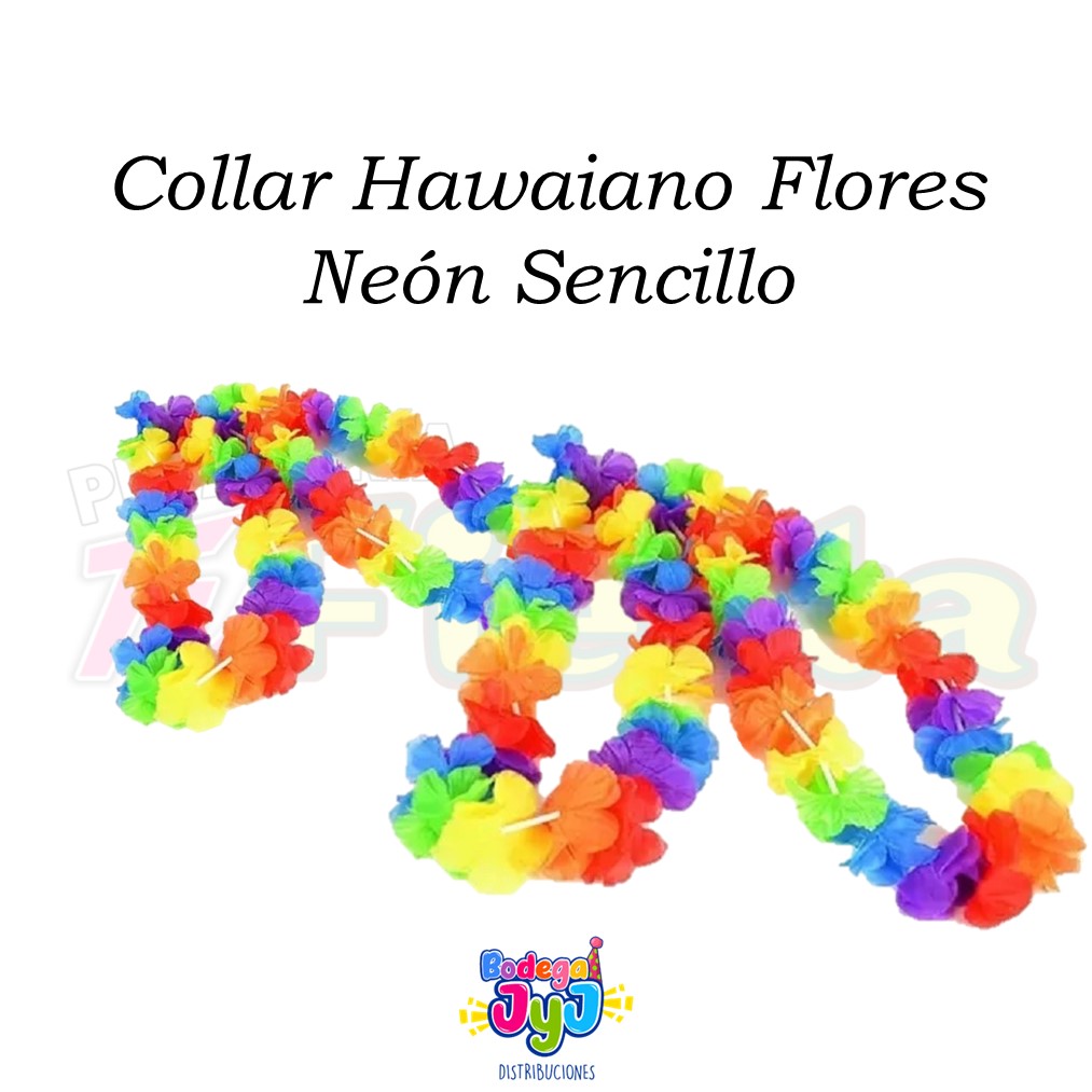 COLLAR HAWAIANO FLORES NEÓN SENCILLO