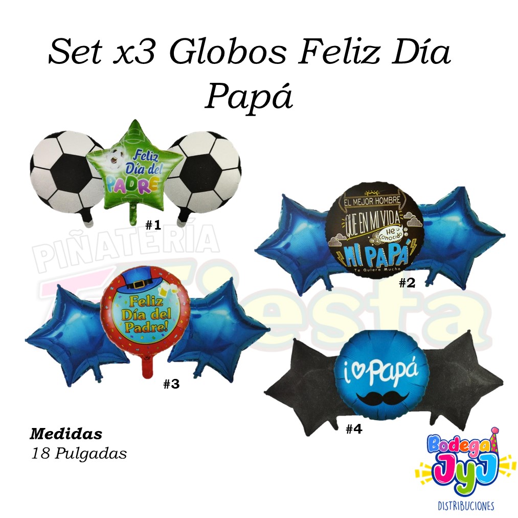 SET X3 GLOBOS FELIZ DÍA PAPÁ