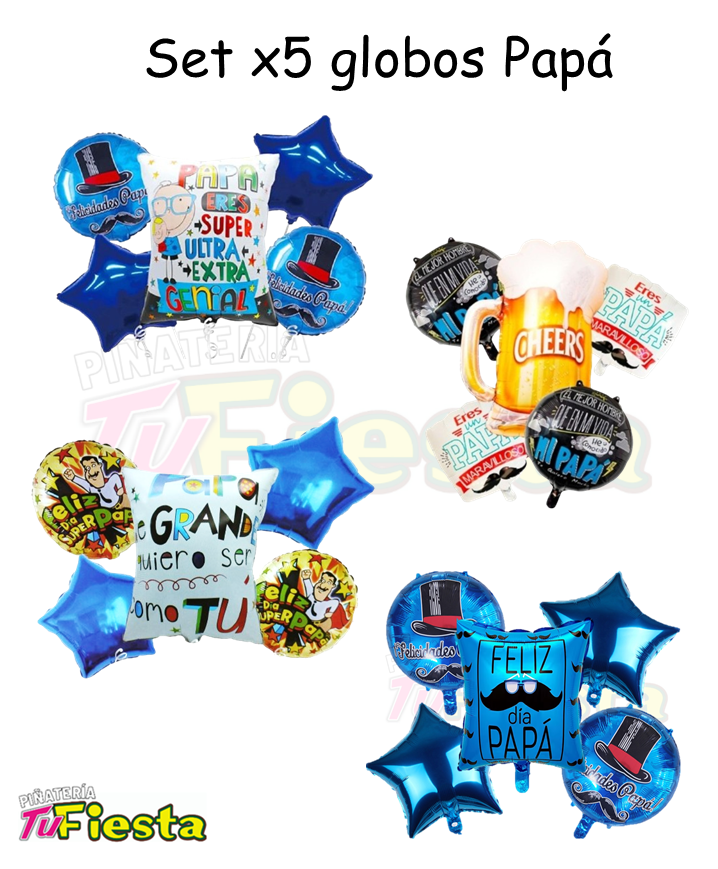 SET X5 GLOBOS FELIZ DÍA PAPÁ