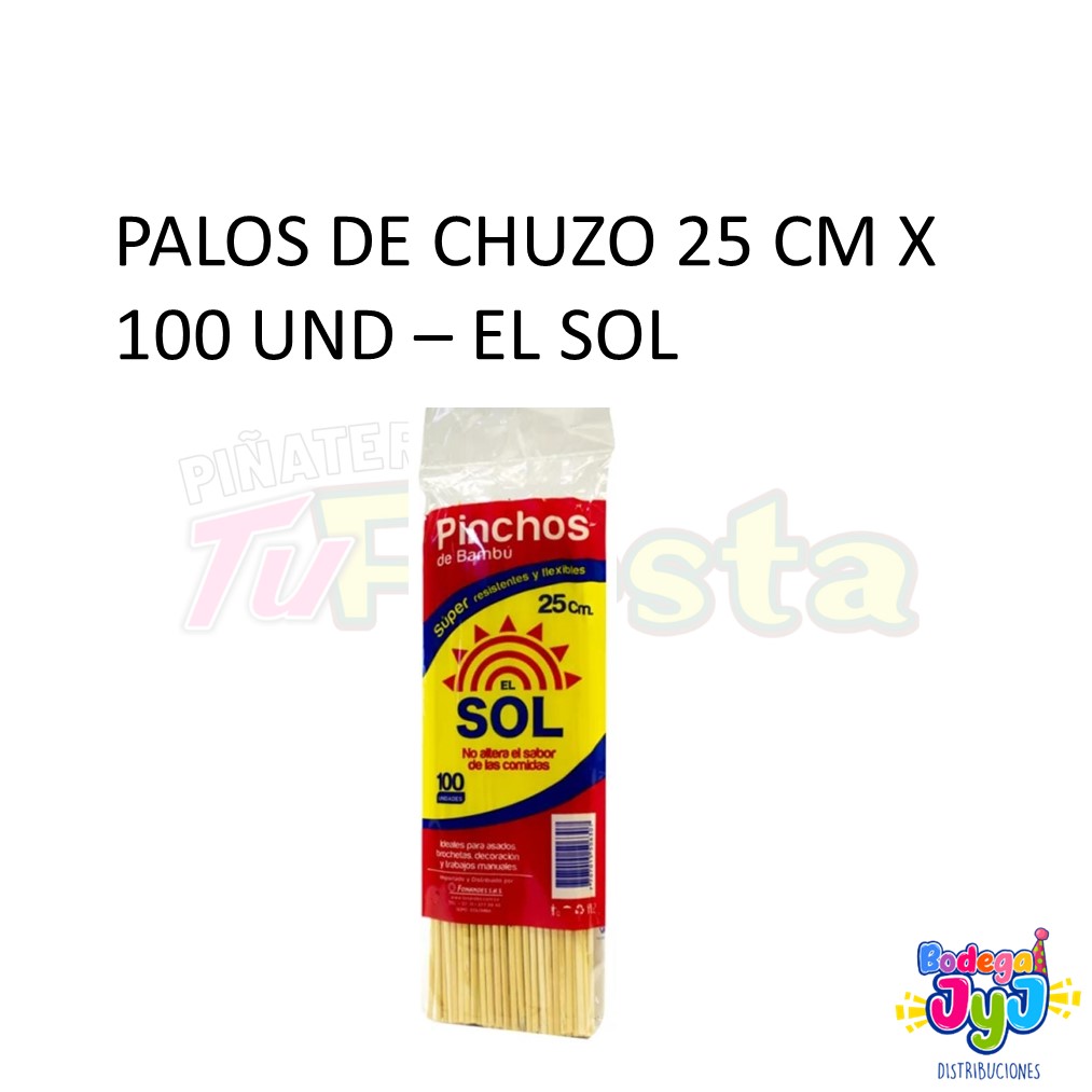 PALO CHUZO 25CM X100 UNIDADES EL SOL
