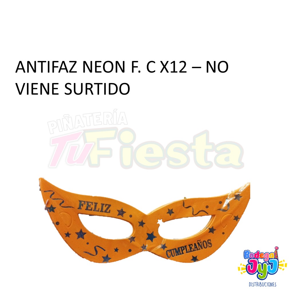 ANTIFAZ NEON FELIZ CUMPLEAÑOS X12 DW61320
