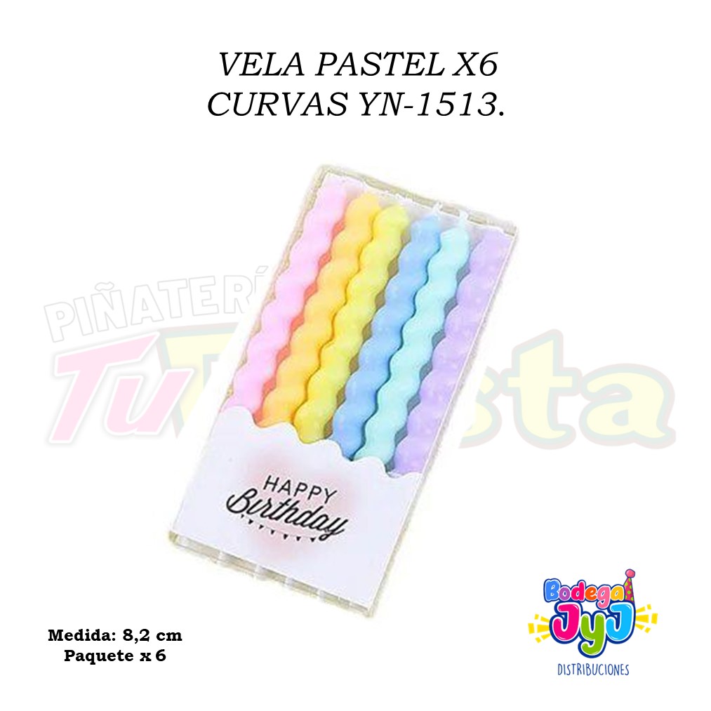 VELA PASTEL X6 CURVAS JAM00151