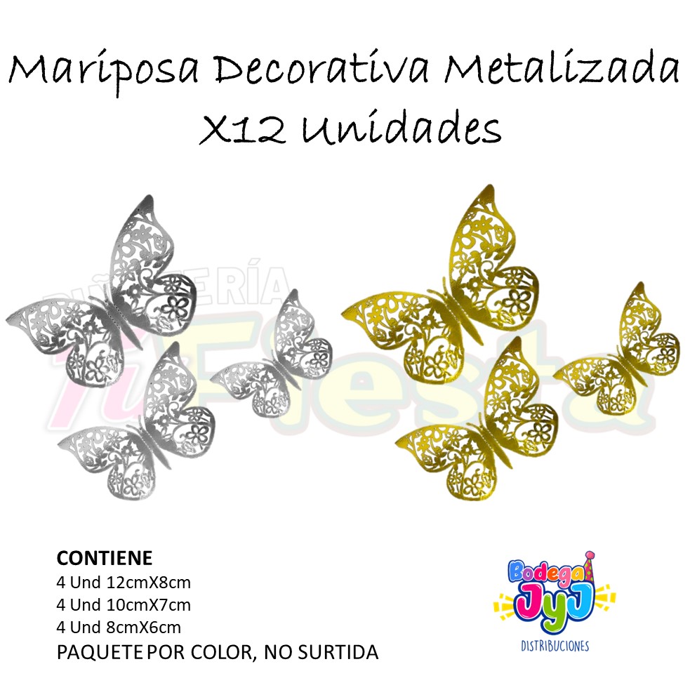 MARIPOSA TROQUELADA DECORATIVA X12
