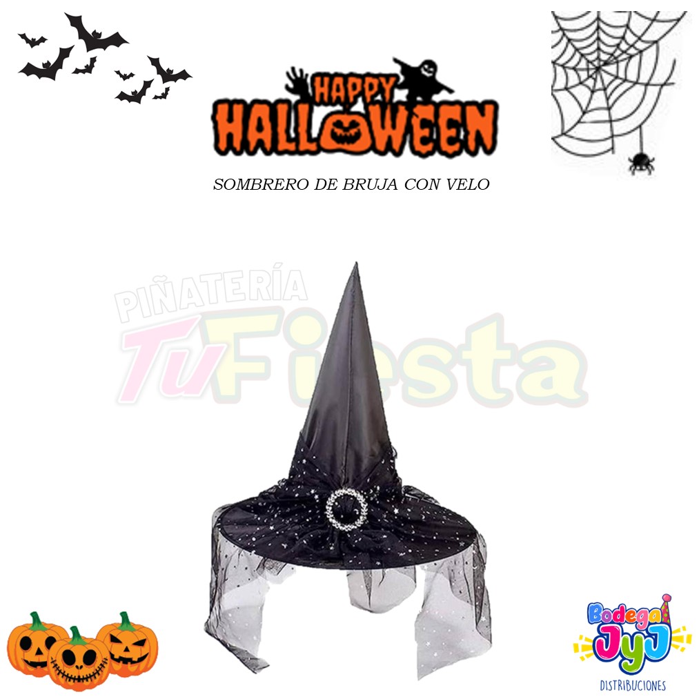 SOMBRERO BRUJA CON VELO