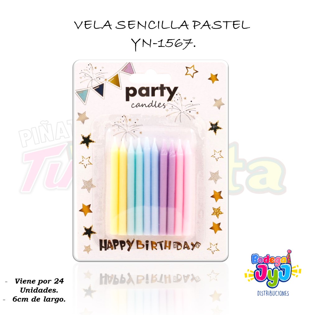 VELA SENCILLA X24 PASTEL YN-1567