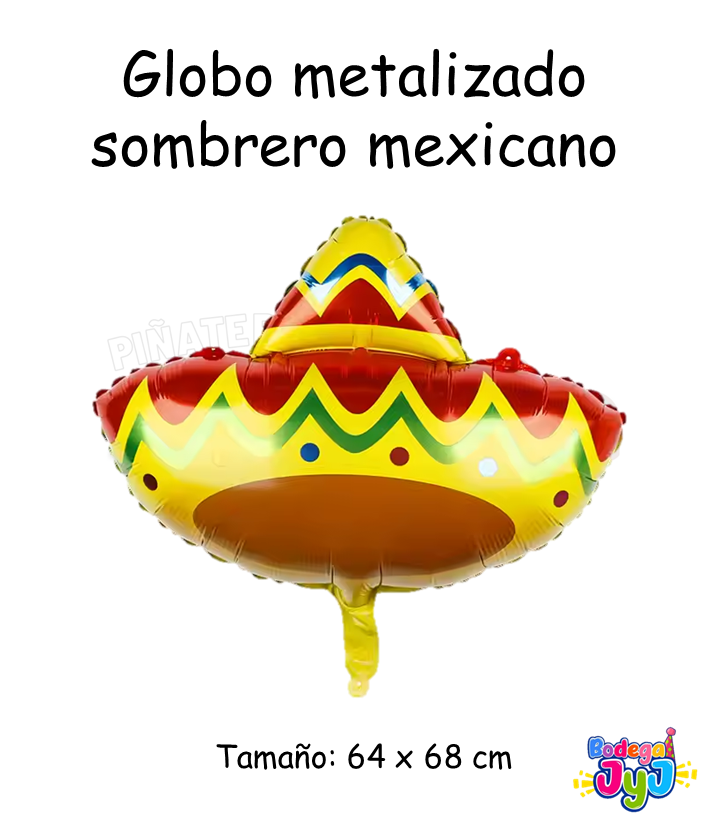 GLOBO METALIZADO SOMBRERO MEXICANO 64X68CM