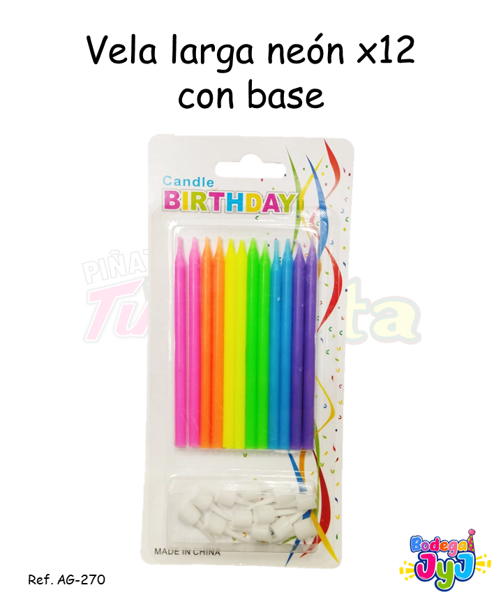 VELA NEON X12 LARGA CON BASE AG-270