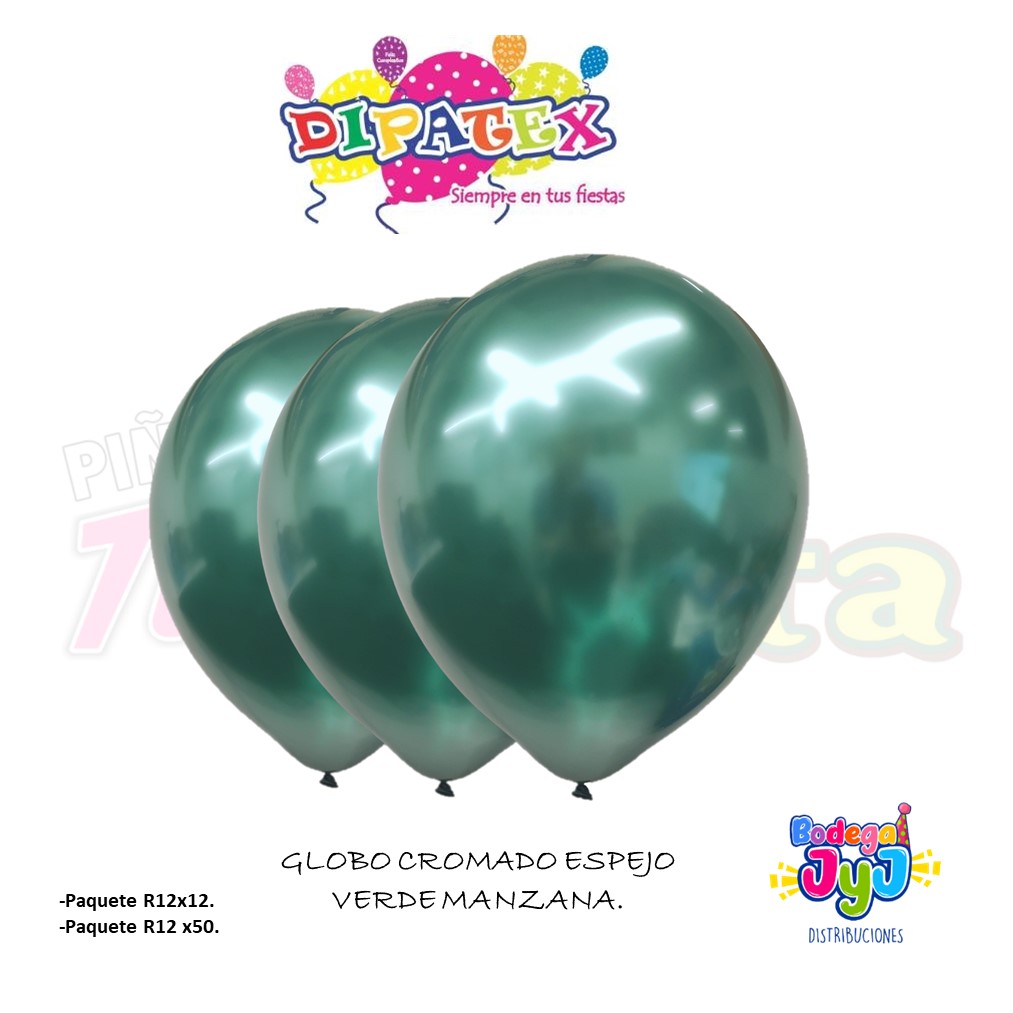GLOBO CROMADO ESPEJO DIPATEX VERDE MANZANA.