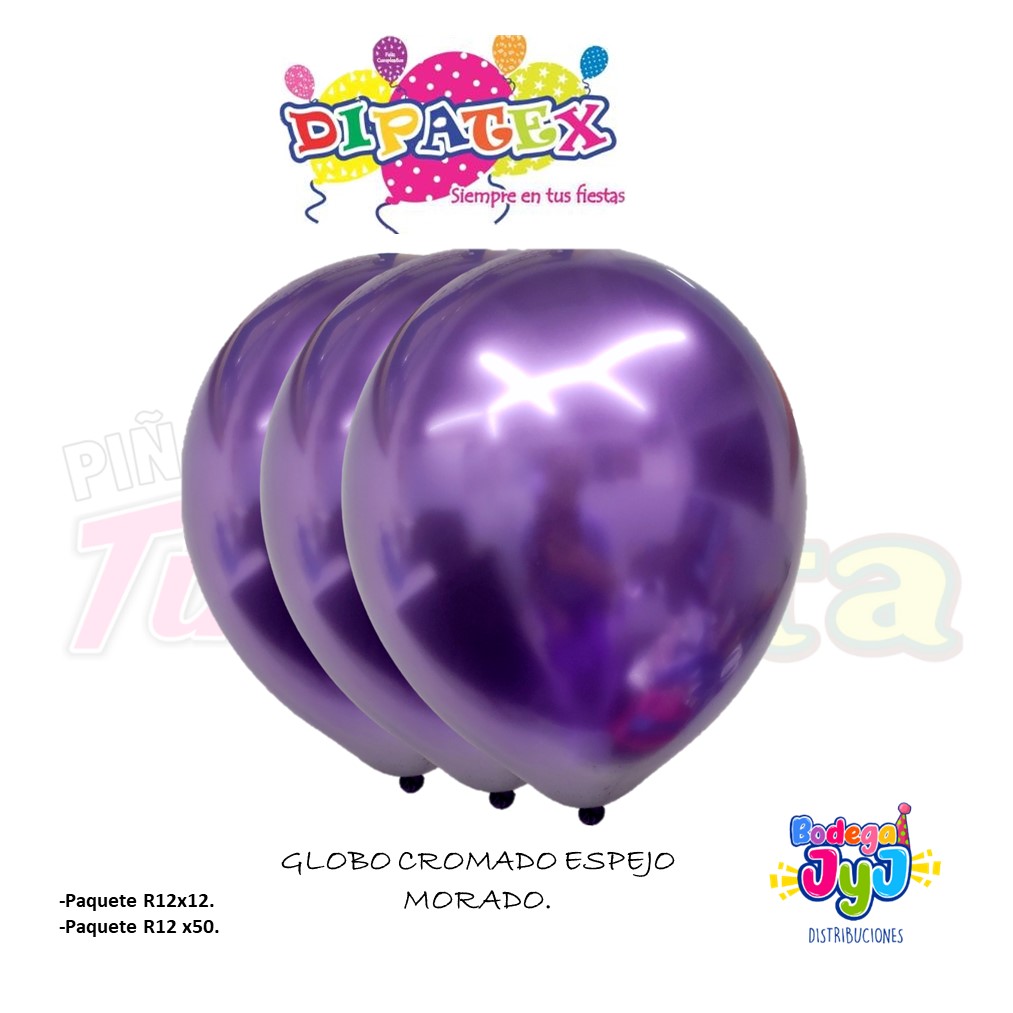 GLOBO CROMADO ESPEJO DIPATEX MORADO.